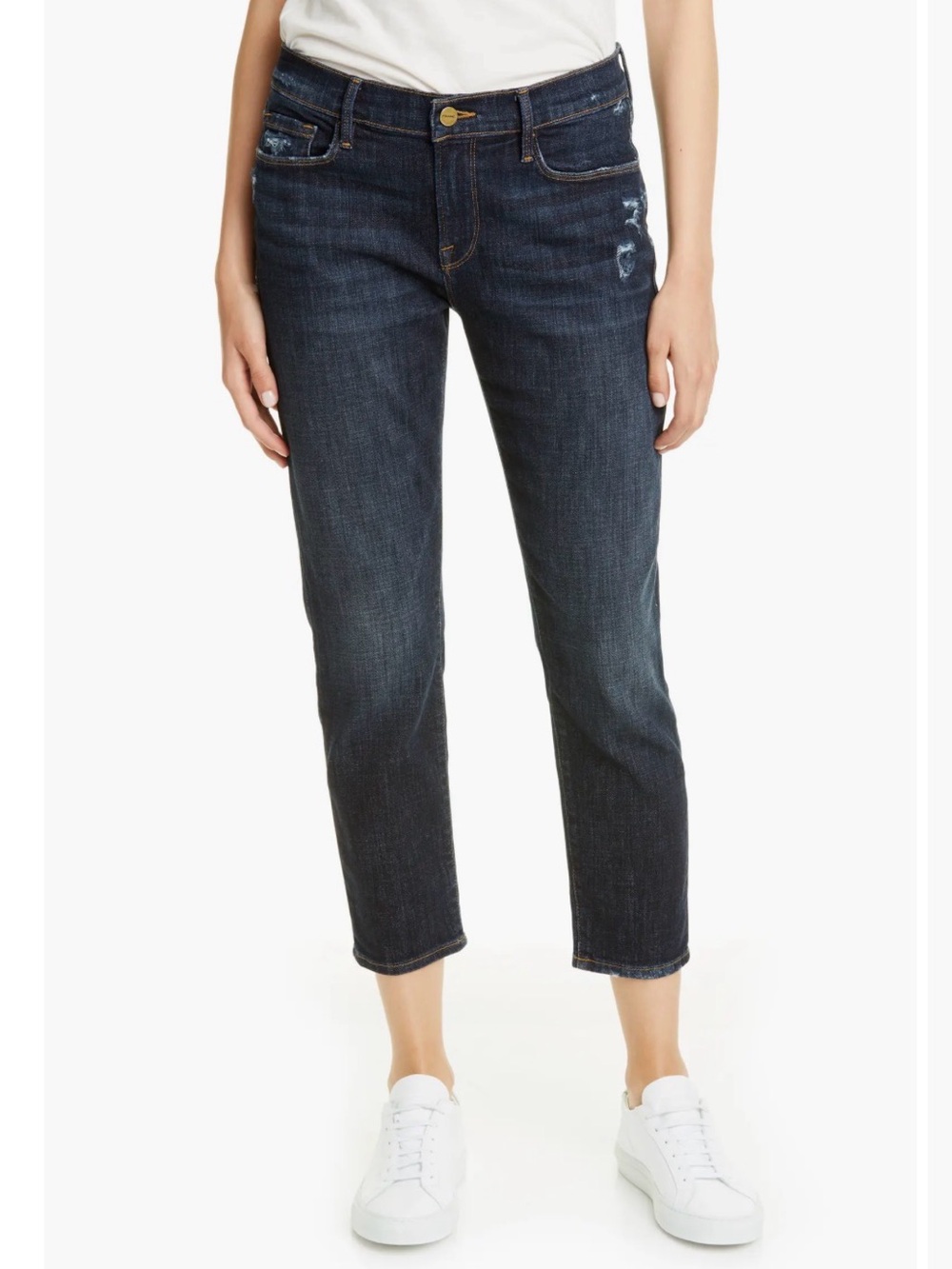 Frame Denim “Le Garçon” Dark Indigo Cropped Ankle Jeans
